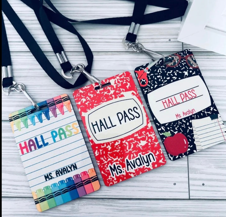 MDF Hall Pass or Badge with Lanyard