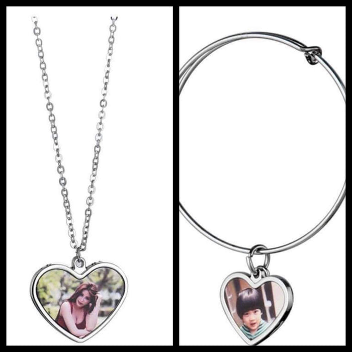 Heart Necklace and Bracelet Set